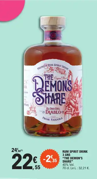 RUM SPIRIT DRINK 3 ANS "THE DEMON'S SHARE" 40% Vol.