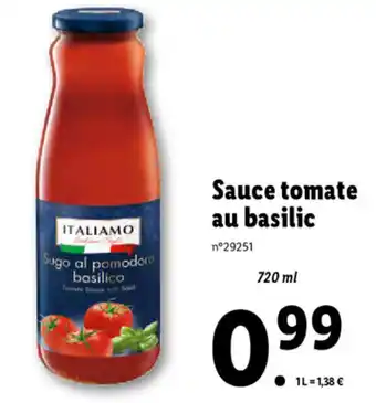Lidl Sauce Tomate Au Basilic offre