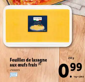 Lidl Feuilles De Lasagne Aux Œufs Frais offre