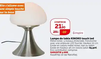 Weldom Inspire lampe de table kinoko touch led offre
