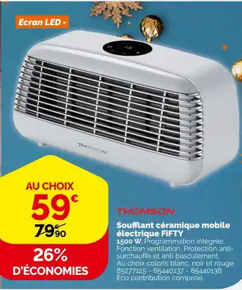 Weldom Thomson soufflant céramique mobile électrique fifty offre