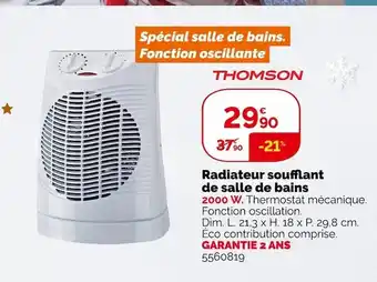 Weldom Thomson radiateur soufflant de salle de bains offre