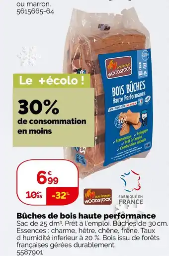 Weldom Woodstock bûches de bois haute performance offre