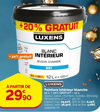 Weldom Luxens peinture intérieur blanche 10 l. + 20% gratuit = 12 l offre