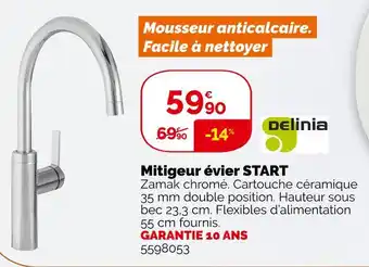Weldom Delinia mitigeur évier start offre