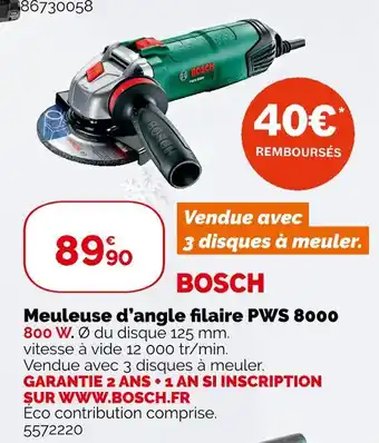 Weldom Bosch meuleuse d’angle filaire pws 8000 offre