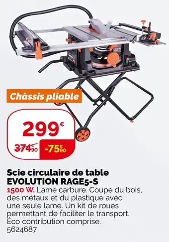 Weldom Scie circulaire de table evolution rage5-s offre