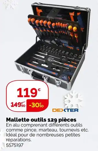 Weldom Dexter mallette outils 129 pièces offre