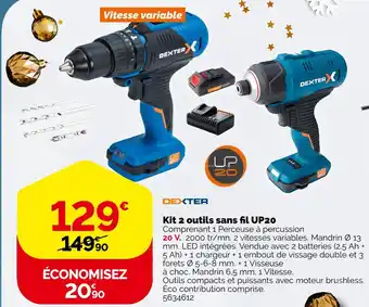 Weldom Dexter kit 2 outils sans fil up20 offre