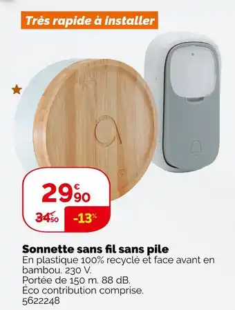 Weldom Sonnette sans fi l sans pile offre