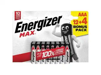 Weldom Lot de 12 + 4 piles lr03 aaa, 1.5 v, energizer offre