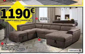 Conforama 2 CANAPÉ D'ANGLE CONVERTIBLE offre