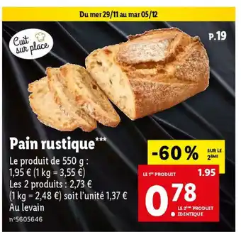 Lidl Pain rustique offre