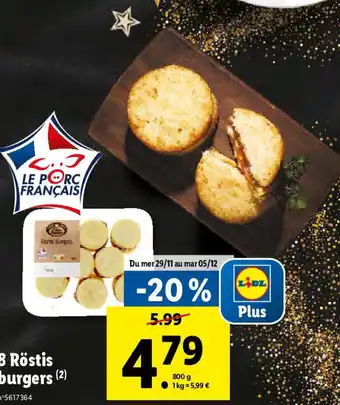 Lidl 8 Röstis burgers offre