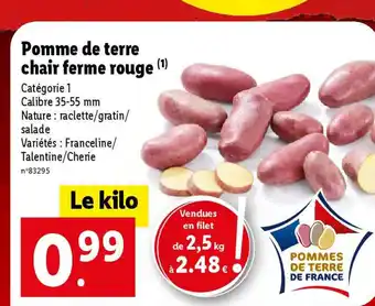 Lidl Pomme de terre chair ferme rouge offre