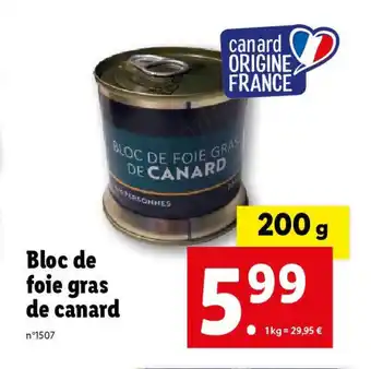 Lidl Bloc de foie gras de canard offre