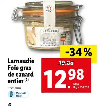 Lidl Larnaudie Foie gras de canard entier offre