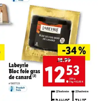 Lidl Labeyrie Bloc foie gras de canard offre