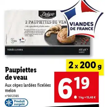 Lidl Paupiettes de veau offre