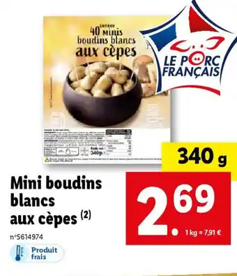 Lidl Mini boudins blancs aux cèpes offre