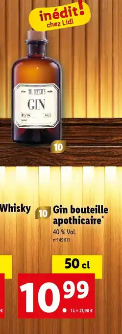 Lidl Gin bouteille apothicaire offre