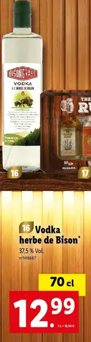 Lidl 16 Vodka herbe de Bison offre
