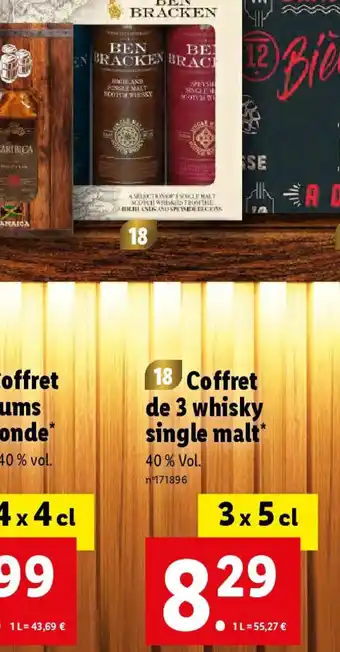 Lidl 18 Coffret de 3 whisky single malt offre