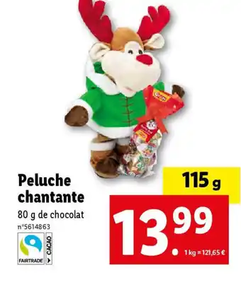 Lidl Peluche chantante 80 g de chocolat offre
