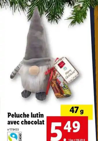 Lidl Peluche lutin avec chocolat offre