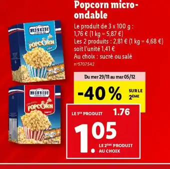 Lidl Popcorn micro-ondable offre