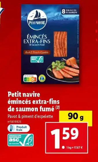 Lidl Petit navire émincés extra-fins de saumon fumé offre