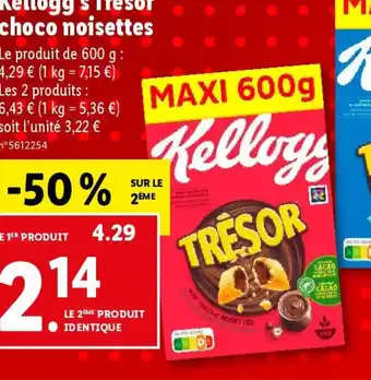 Lidl Kellogg's Trésor choco noisettes offre