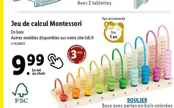 Lidl Jeu de calcul Montessori offre
