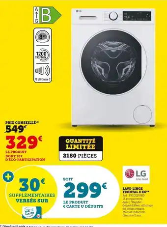 Super U LAVE-LINGE FRONTAL 8 KG offre