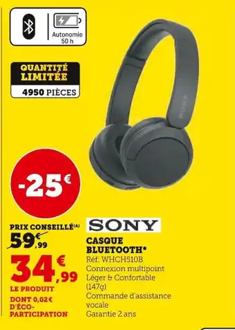Super U CASQUE BLUETOOTH offre