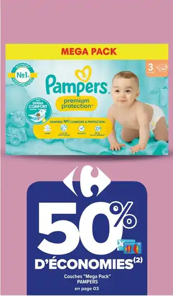 Carrefour Couches "Mega Pack" PAMPERS offre