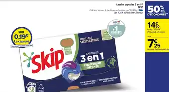 Carrefour Lessive capsules 3 en 1(d) SKIP offre