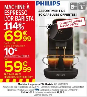 Carrefour Machine à espresso L'Or Barista Réf. : LM9012/75 offre