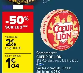 Carrefour Camembert (n) COEUR DE LION offre