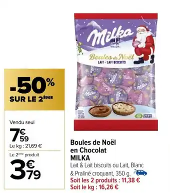 Carrefour Boules de Noël en Chocolat MILKA offre