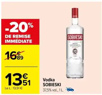 Carrefour Vodka SOBIESKI 37,5% vol., 1 L. offre