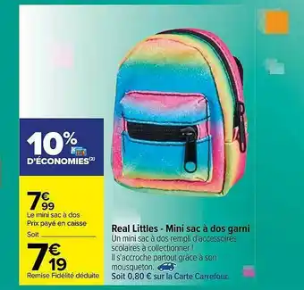 Carrefour Real Littles - Mini Sac à Dos Garni offre