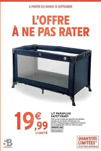 Intermarché Contact Lit Parapluie Safety Baby offre