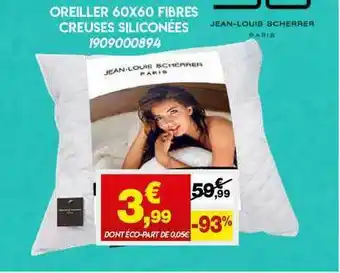 Maxi Bazar Oreiller 60 X 60 Fibres Creuses Siliconées offre