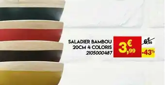 Maxi Bazar Saladier Bambou 20 Cm 4 Coloris offre
