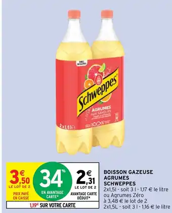 Intermarché Hyper BOISSON GAZEUSE AGRUMES SCHWEPPES offre