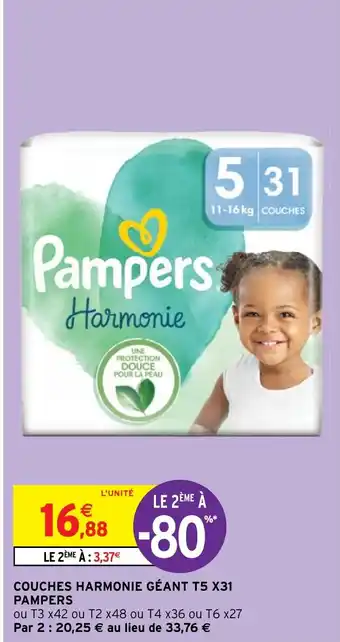 Intermarché Hyper COUCHES HARMONIE GÉANT T5 X31 PAMPERS offre