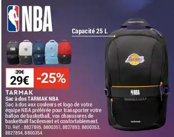 Decathlon Sac à dos TARMAK NBA offre