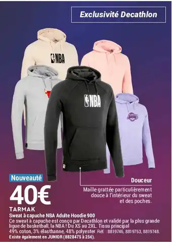 Decathlon Sweat à capuche NBA Adulte Hoodie 900 offre