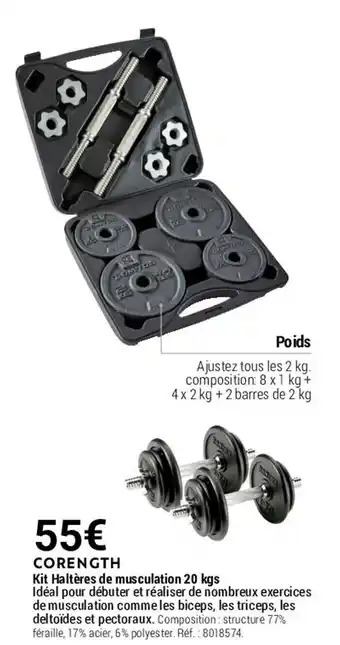 Decathlon Kit Haltères de musculation 20 kgs offre